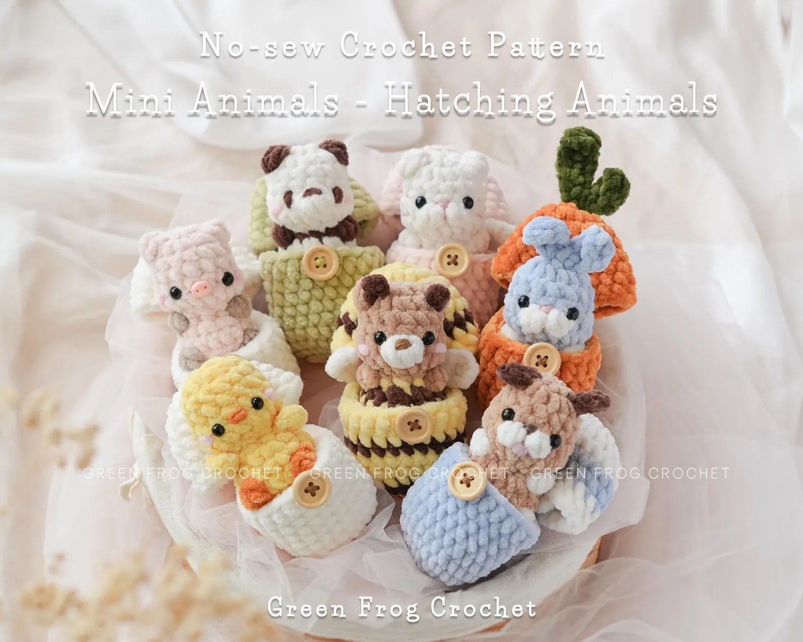 No-Sew Mini Animal Crochet Pattern Bundle (7 Amigurumi Patterns)