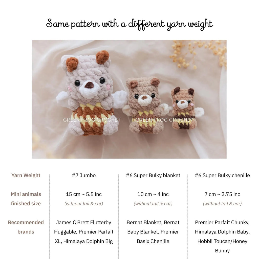 No-Sew Mini Animal Crochet Pattern Bundle (7 Amigurumi Patterns)